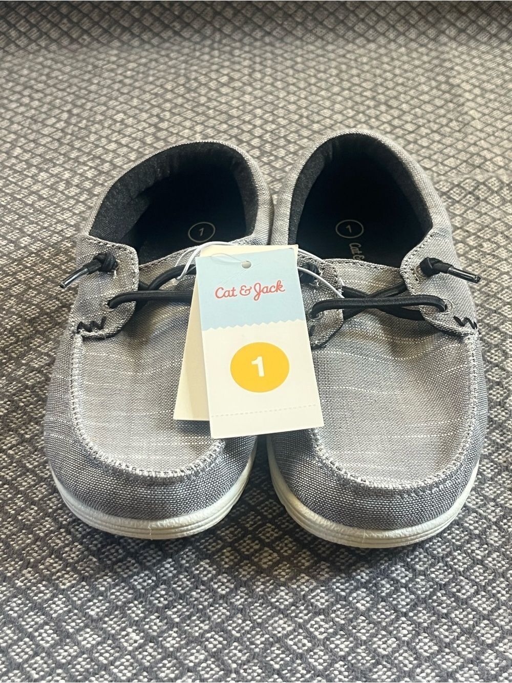 Cat & Jack Kids Gray Canvas Boat Shoes Size 1 Slip On NWT - Picture 2 of 6